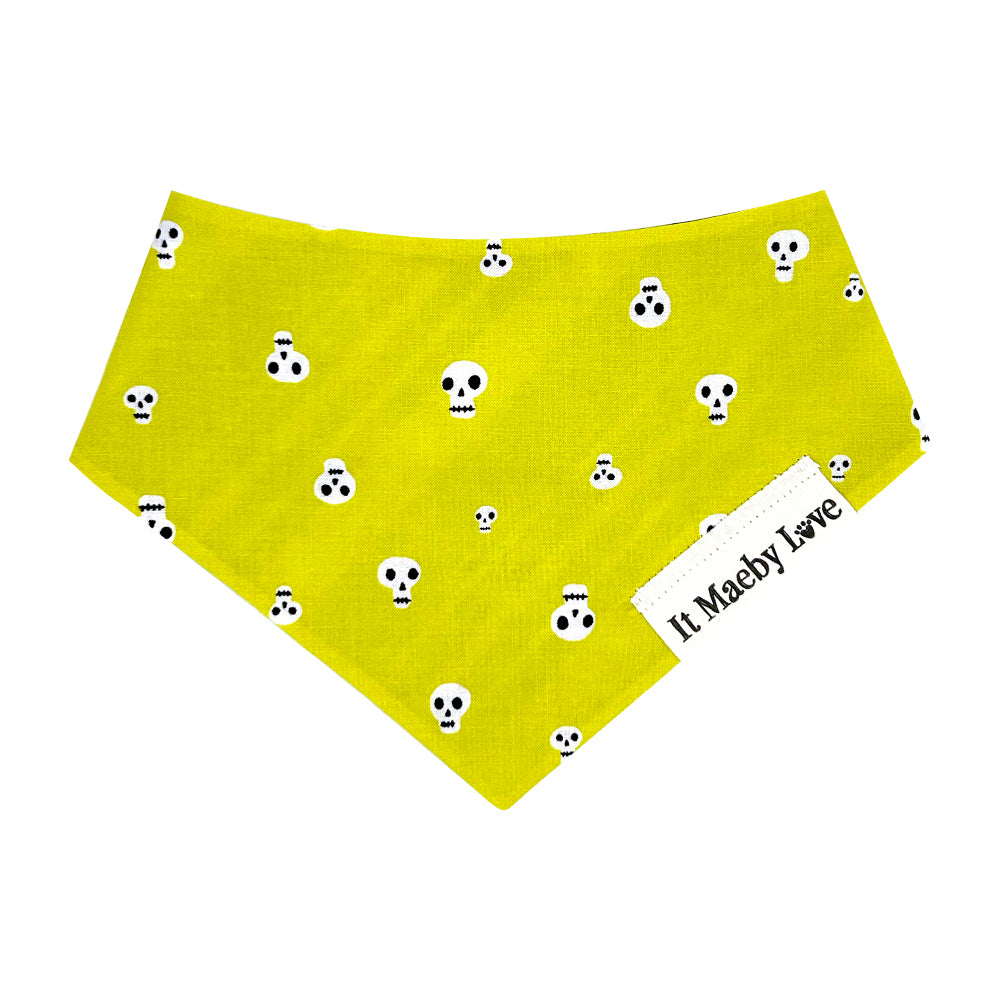 Acid Skulls/Phantom Plaid Patchwork Pattern Reversible Dog Bandana