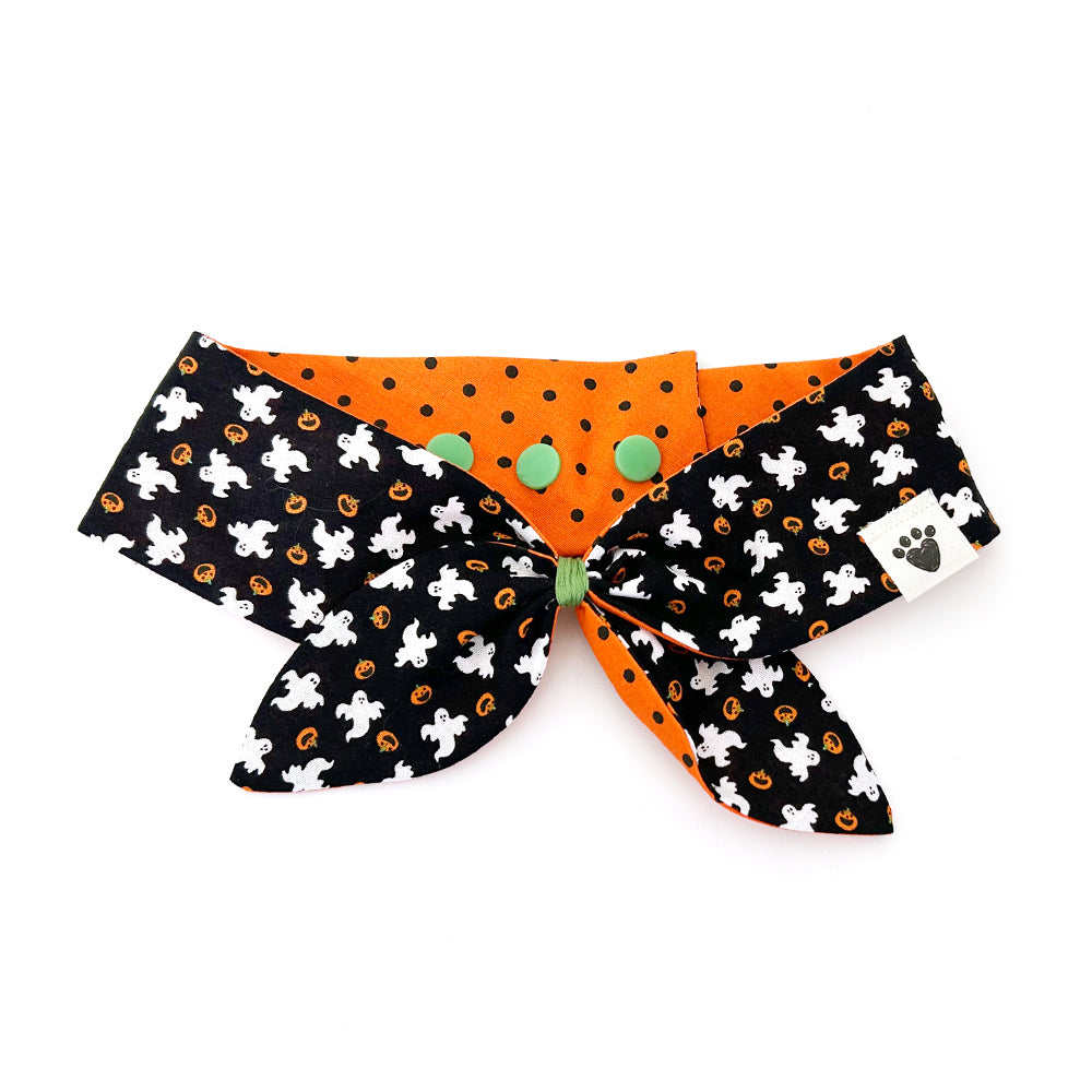 Baby Boos/Orange Polka Dots Reversible Dog Neckerchief