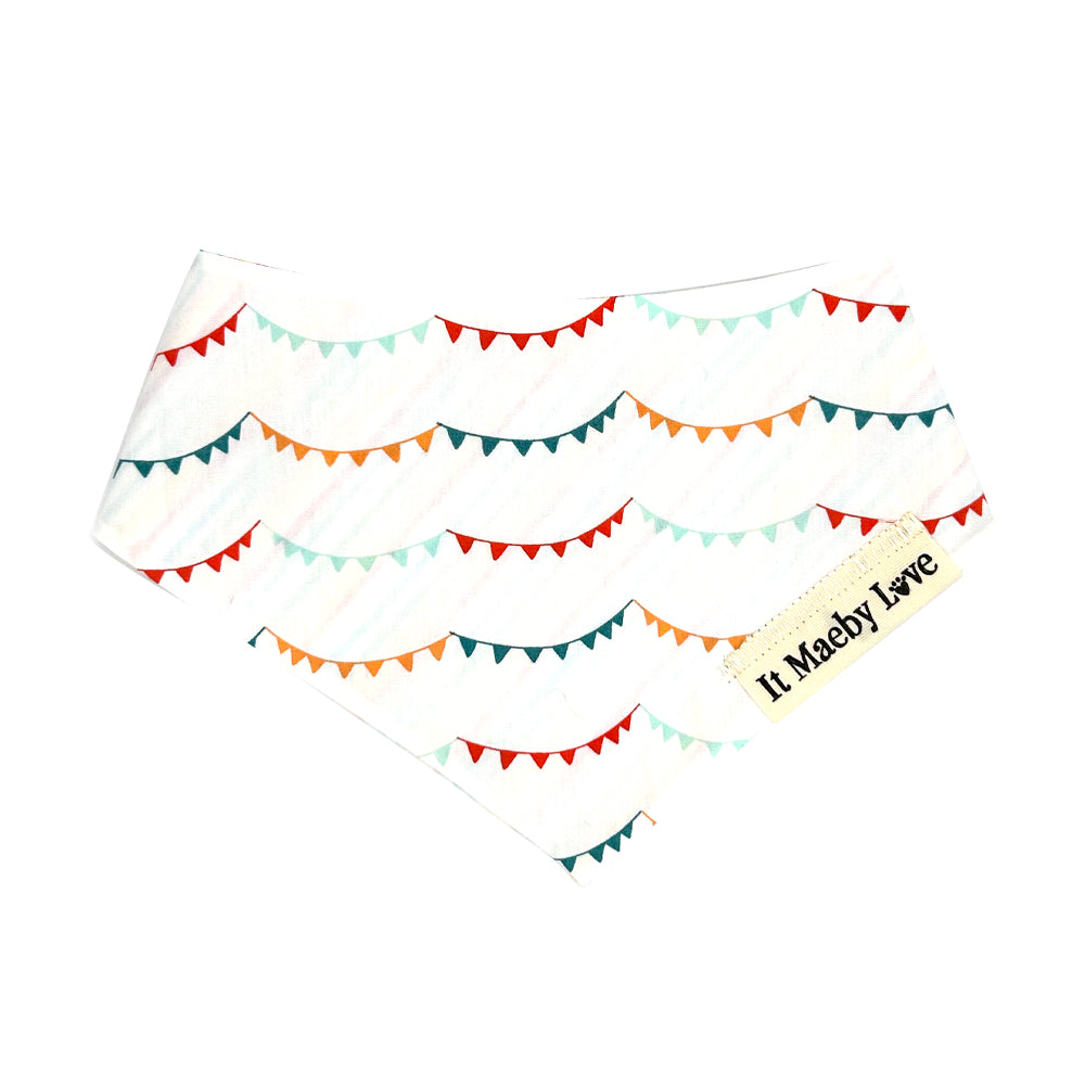 Cheerful Pennons/Sunlit Stripes Reversible Birthday Dog Bandana