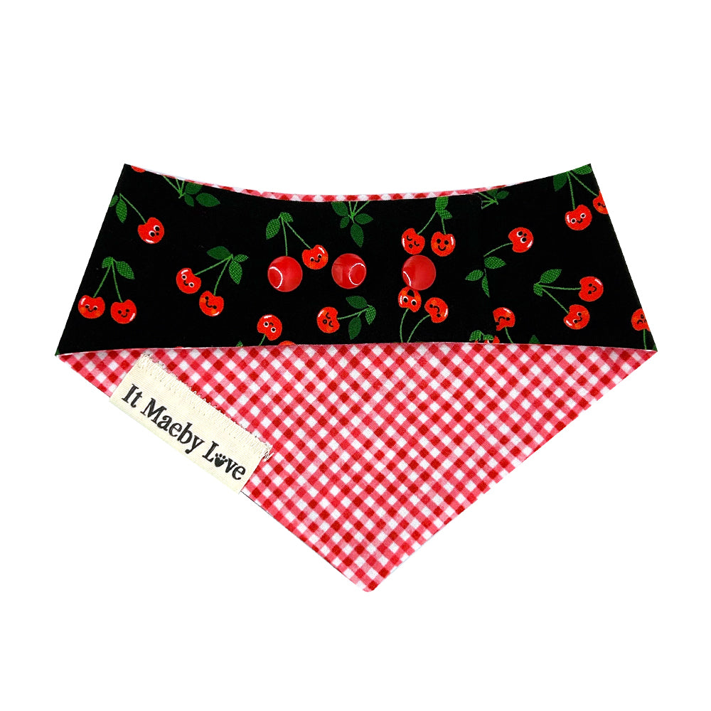 Cherry Cherry/Modern Picnic Gingham Reversible Dog Bandana