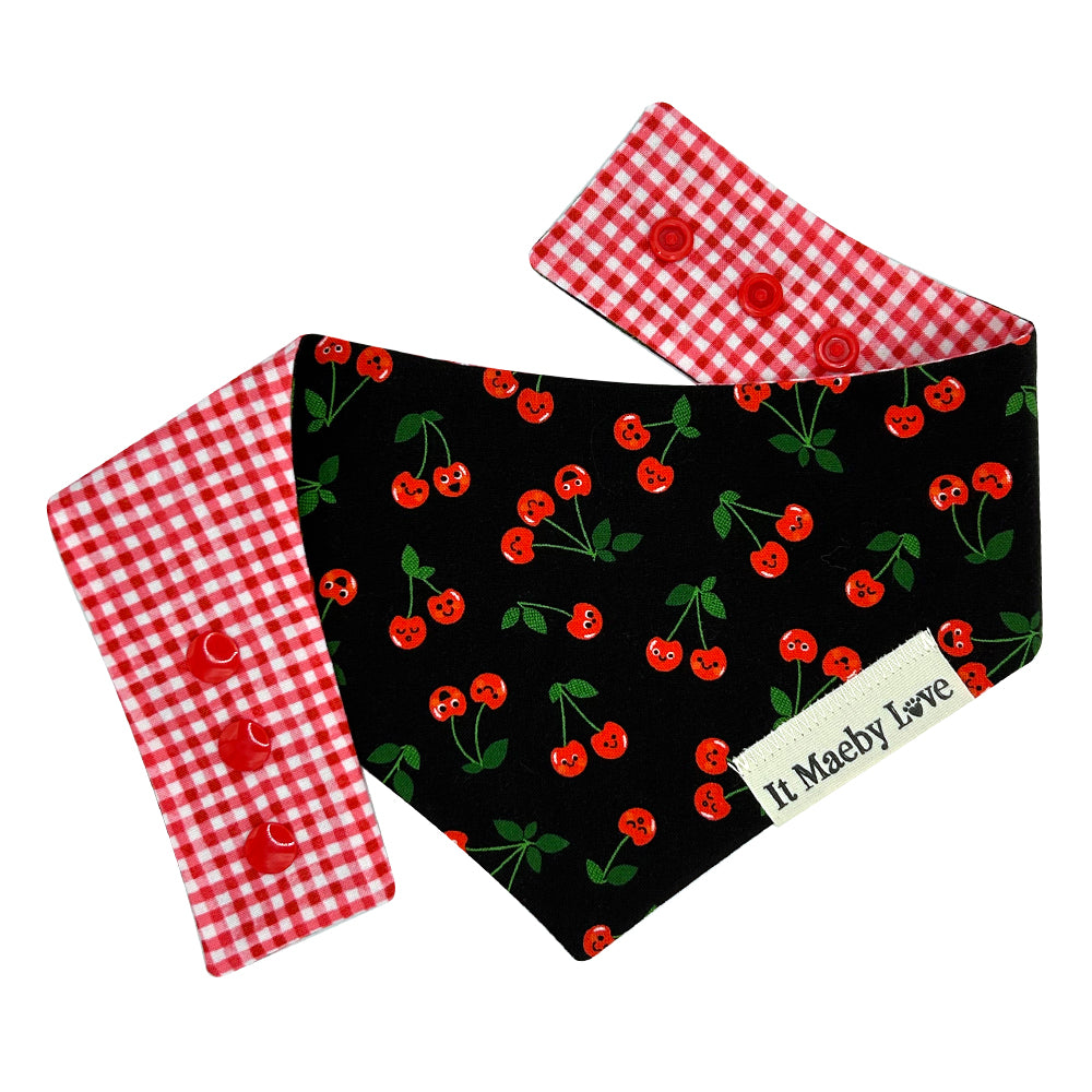 Cherry Cherry/Modern Picnic Gingham Reversible Dog Bandana