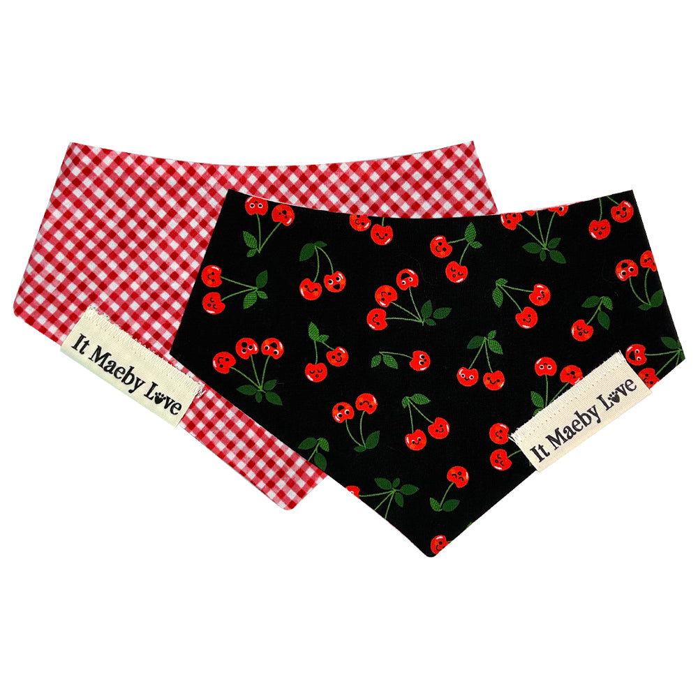 Cherry Cherry/Modern Picnic Gingham Reversible Dog Bandana