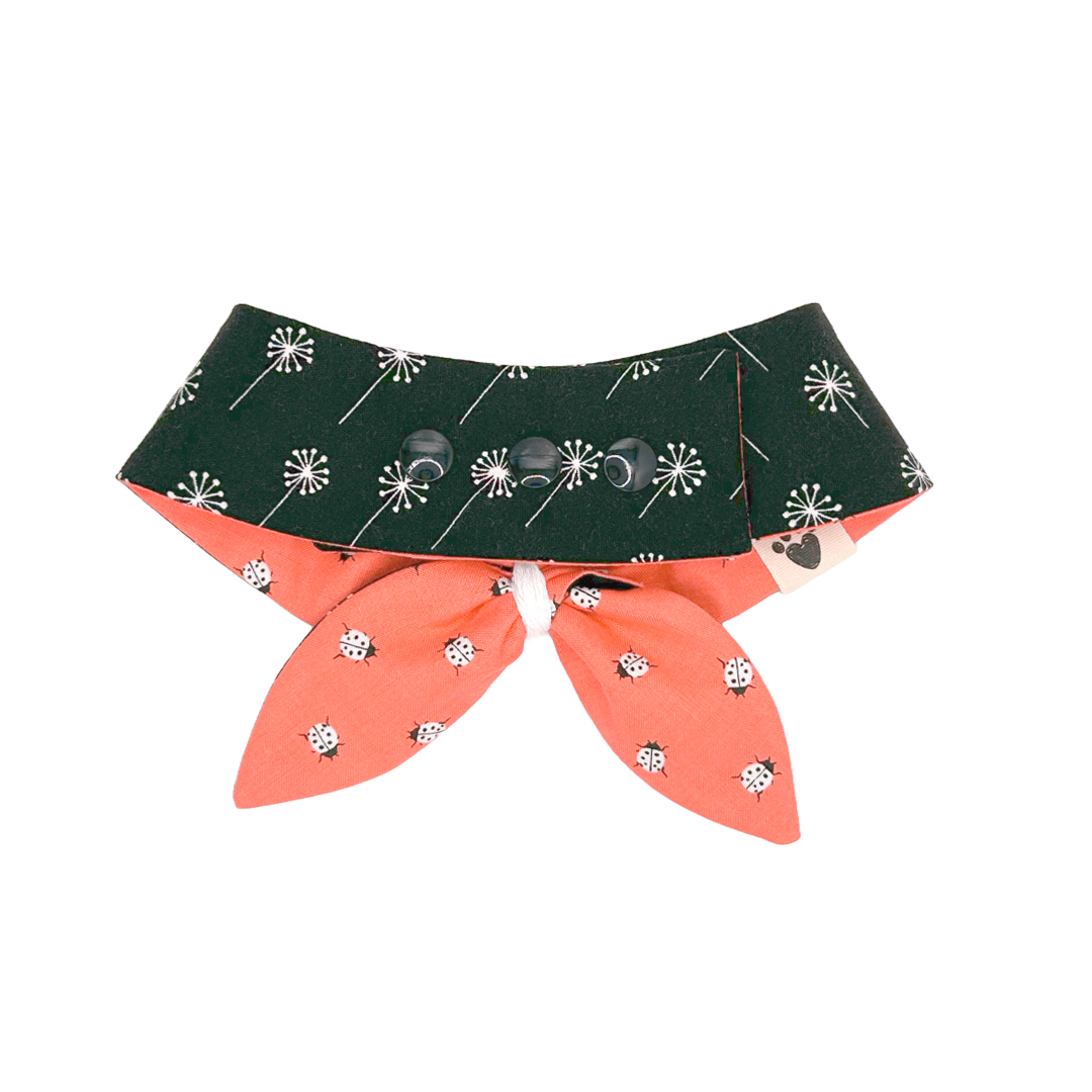 Ladybug Luck/Tuxedo Dandelions Reversible Dog Neckerchief
