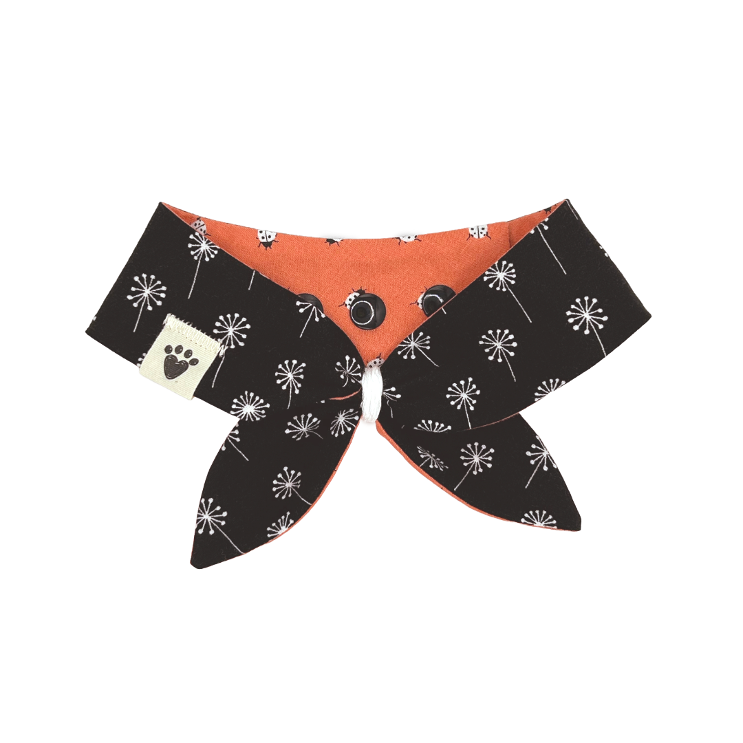 Ladybug Luck/Tuxedo Dandelions Reversible Dog Neckerchief