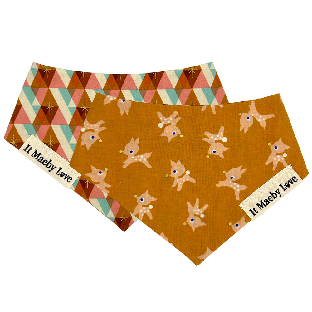 Darling Deer/Honey Facet Reversible Dog Bandana
