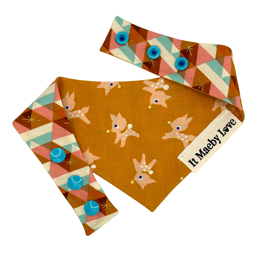 Darling Deer/Honey Facet Reversible Dog Bandana