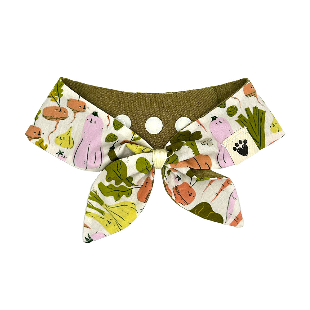 Eat Your Veggies/Moss Woven Reversible Dog Neckerchief