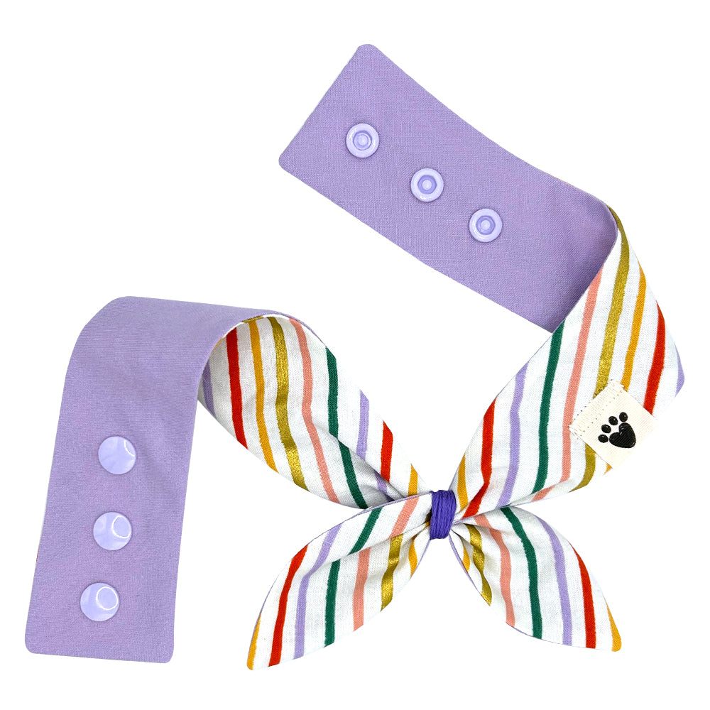 Fall Stripes/Lilac Reversible Dog Neckerchief