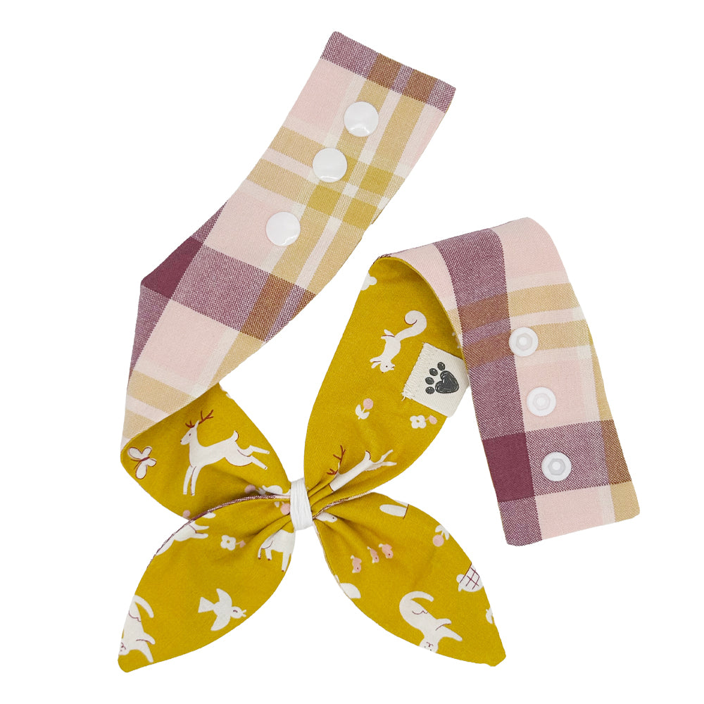 Mustard Critters/Grape & Mustard Plaid Reversible Dog Neckerchief