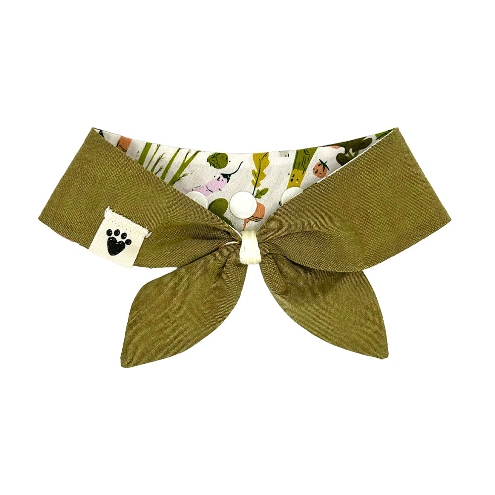 Eat Your Veggies/Moss Woven Reversible Dog Neckerchief