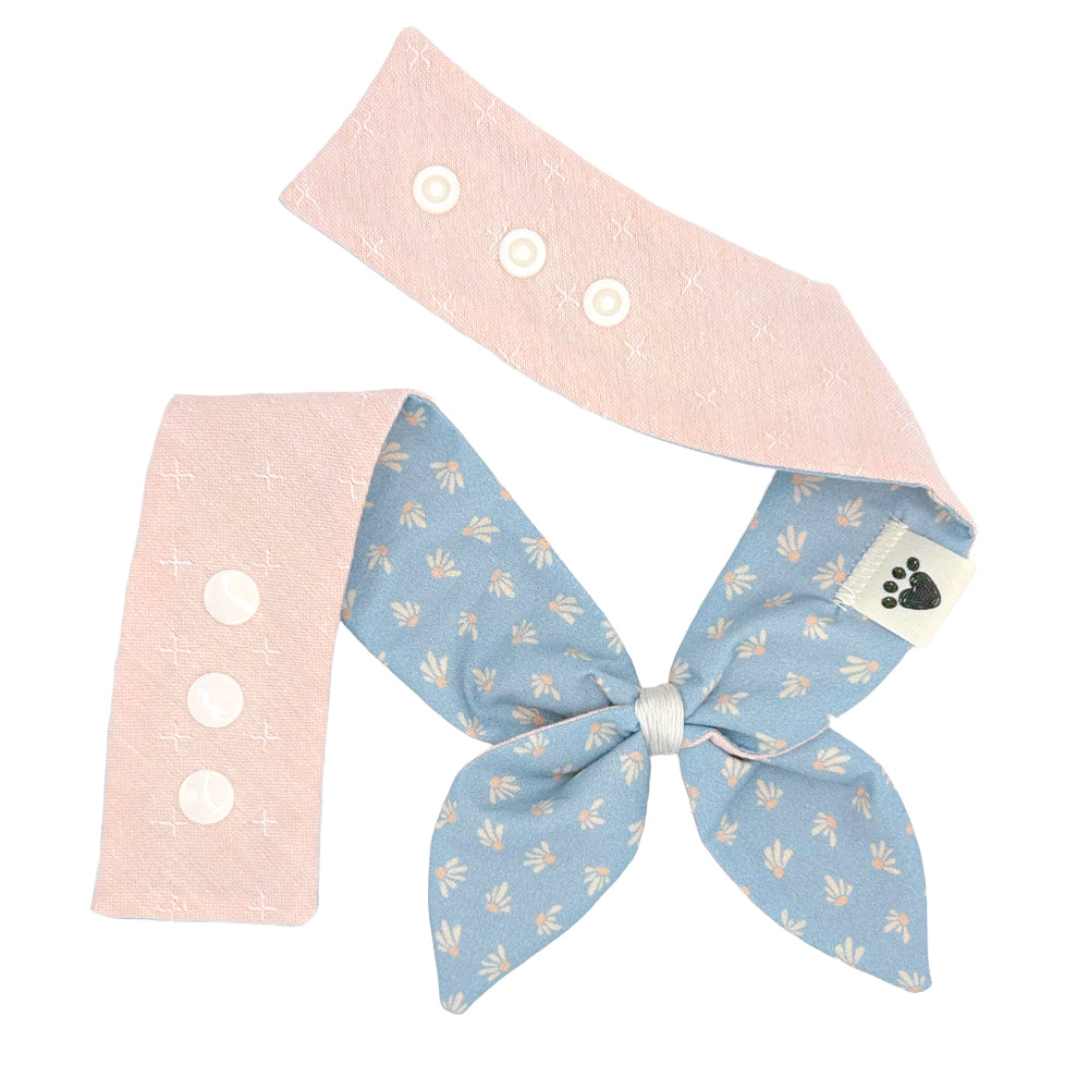 He Loves Me Not/Peach Woven Reversible Dog Neckerchief