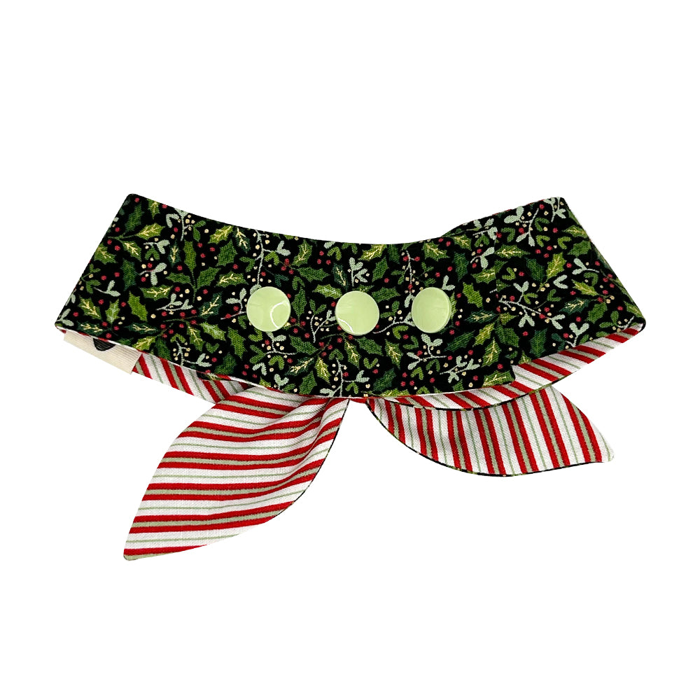 Holly Days/Red & Green Stripes Reversible Dog Neckerchief