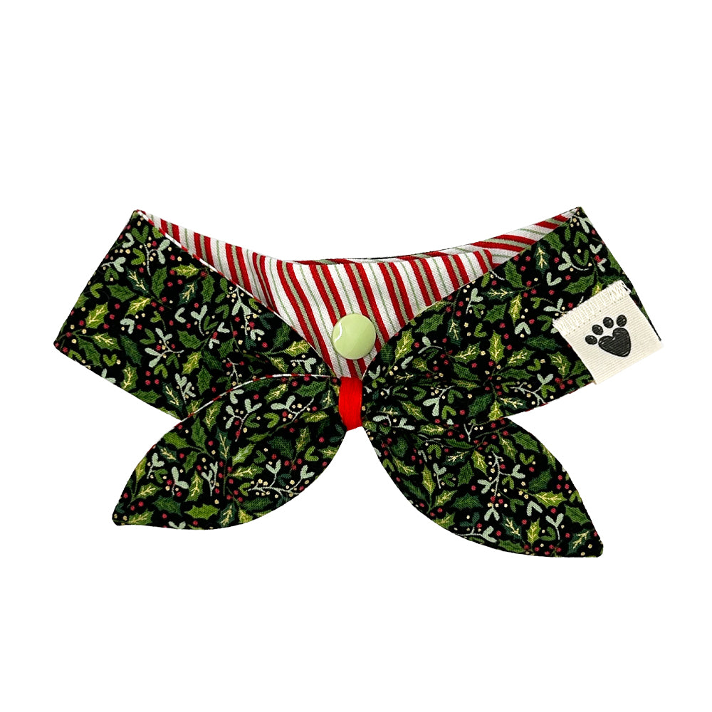 Holly Days/Red & Green Stripes Reversible Dog Neckerchief