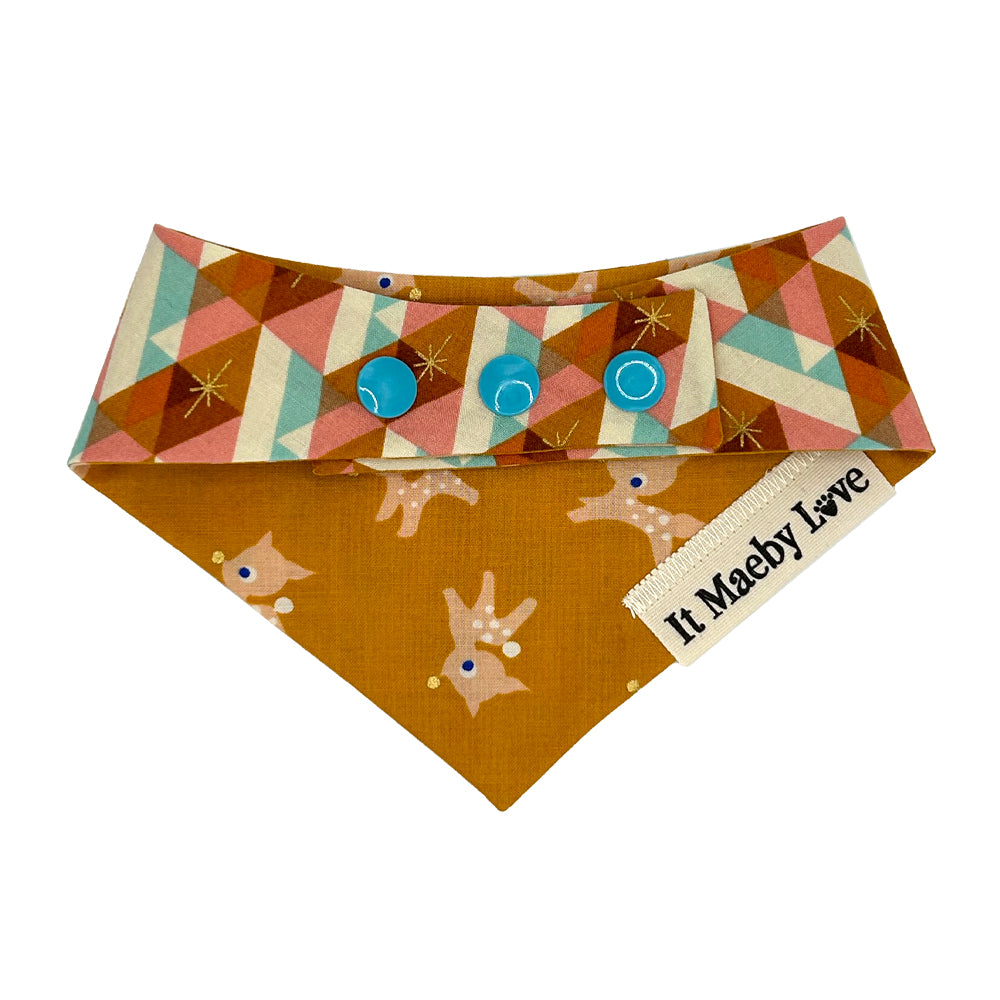 Darling Deer/Honey Facet Reversible Dog Bandana