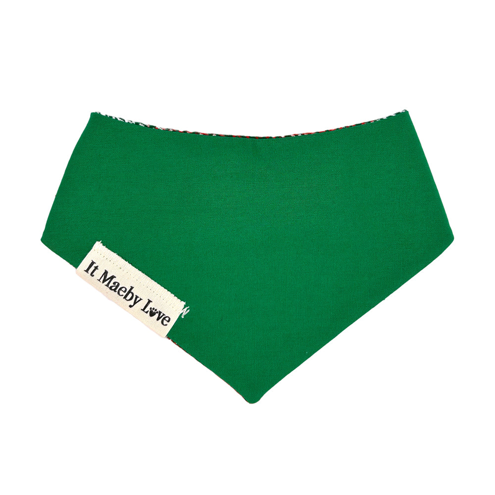 St Nick Plaid/Festive Green Reversible Dog Bandana