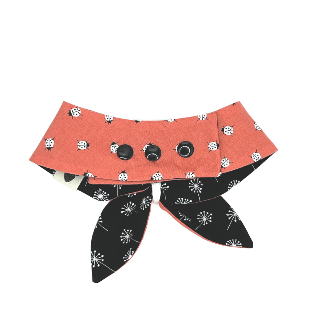 Ladybug Luck/Tuxedo Dandelions Reversible Dog Neckerchief