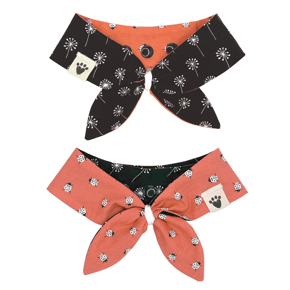 Ladybug Luck/Tuxedo Dandelions Reversible Dog Neckerchief
