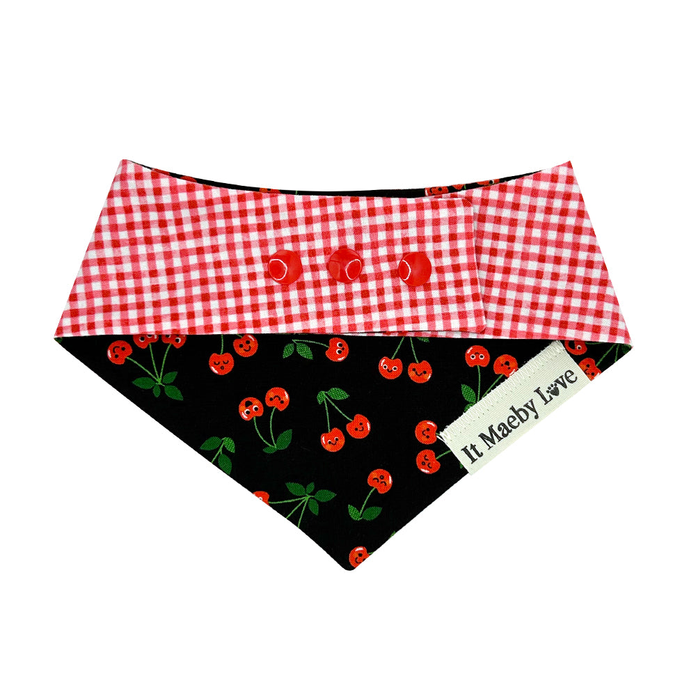 Cherry Cherry/Modern Picnic Gingham Reversible Dog Bandana