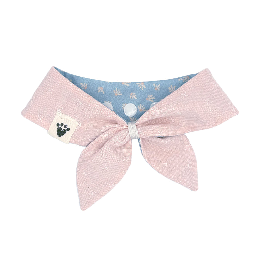He Loves Me Not/Peach Woven Reversible Dog Neckerchief