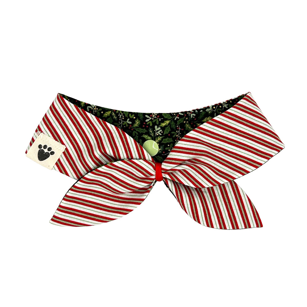 Holly Days/Red & Green Stripes Reversible Dog Neckerchief
