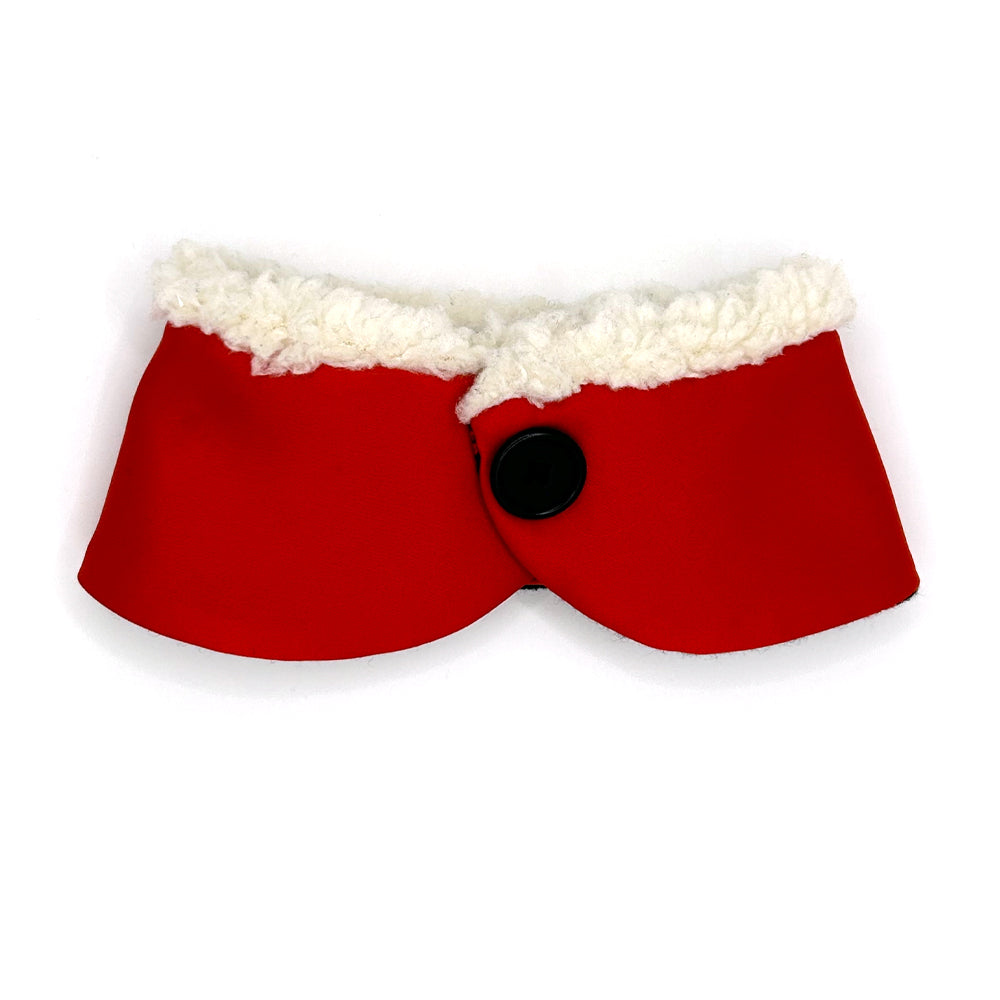 Blue Christmas Plaid/Red Cotton Dog Peter Pan Collar with Sherpa Trim