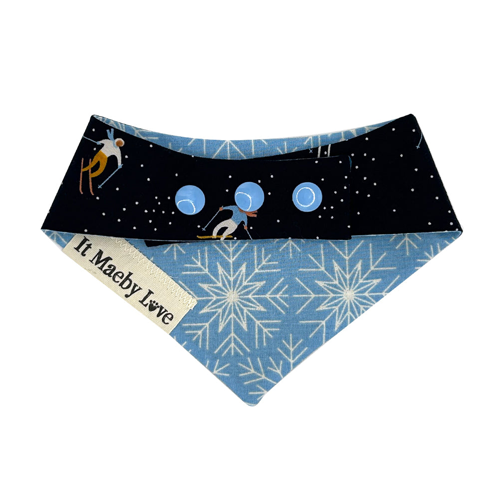 Ski Peeps/Winterglow Snowflakes Reversible Dog Bandana