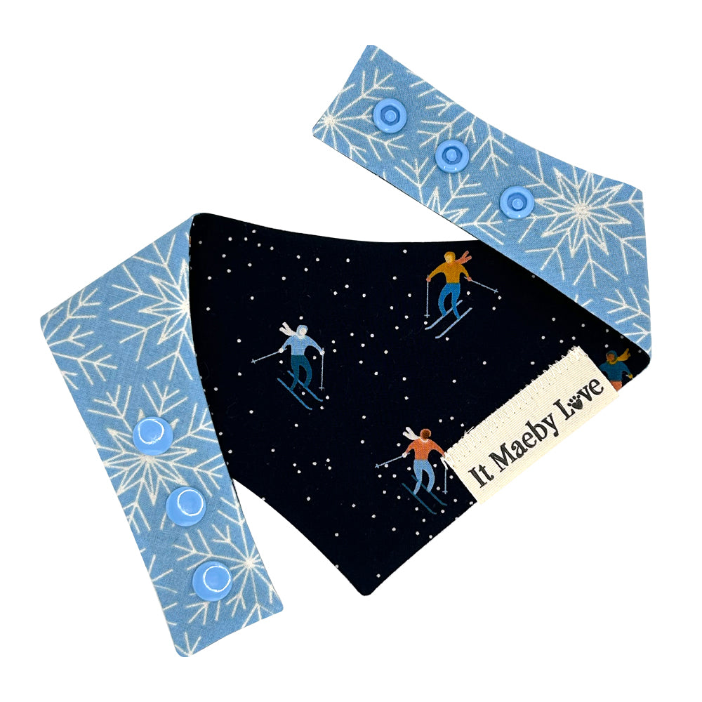 Ski Peeps/Winterglow Snowflakes Reversible Dog Bandana