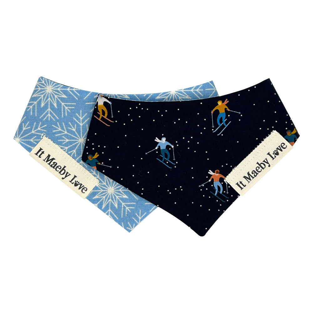 Ski Peeps/Winterglow Snowflakes Reversible Dog Bandana