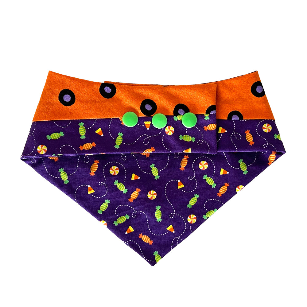 Spooky Spots/Trick or Treat? Patchwork Pattern Reversible Dog Bandana
