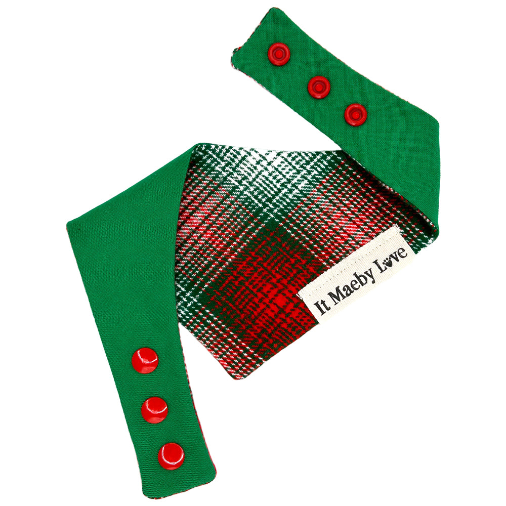St Nick Plaid/Festive Green Reversible Dog Bandana