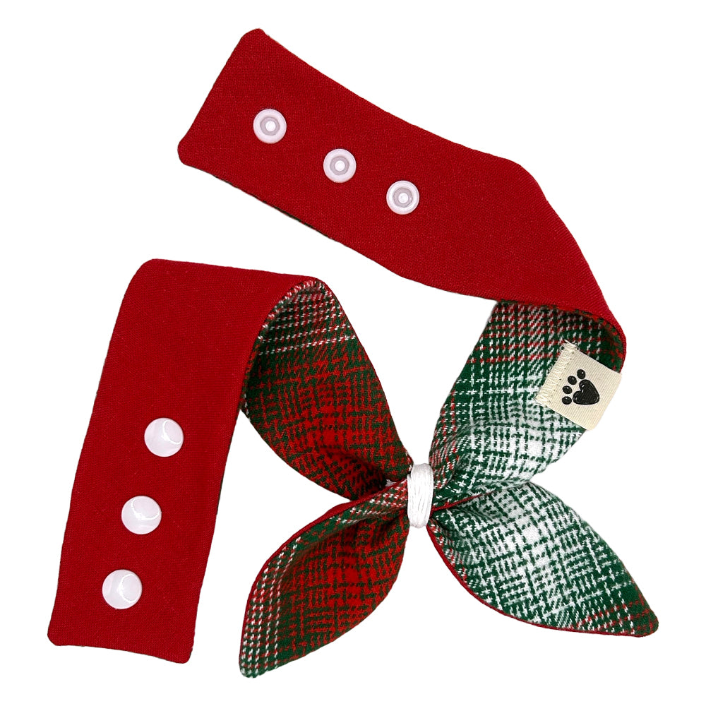 St. Nick Plaid/Candy Cane Red Reversible Dog Neckerchief