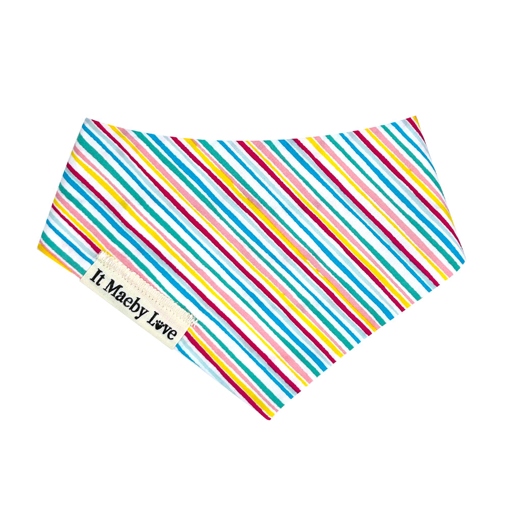 Cheerful Pennons/Sunlit Stripes Reversible Birthday Dog Bandana