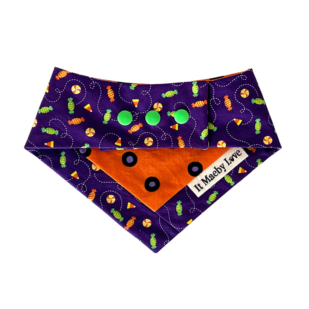 Spooky Spots/Trick or Treat? Patchwork Pattern Reversible Dog Bandana