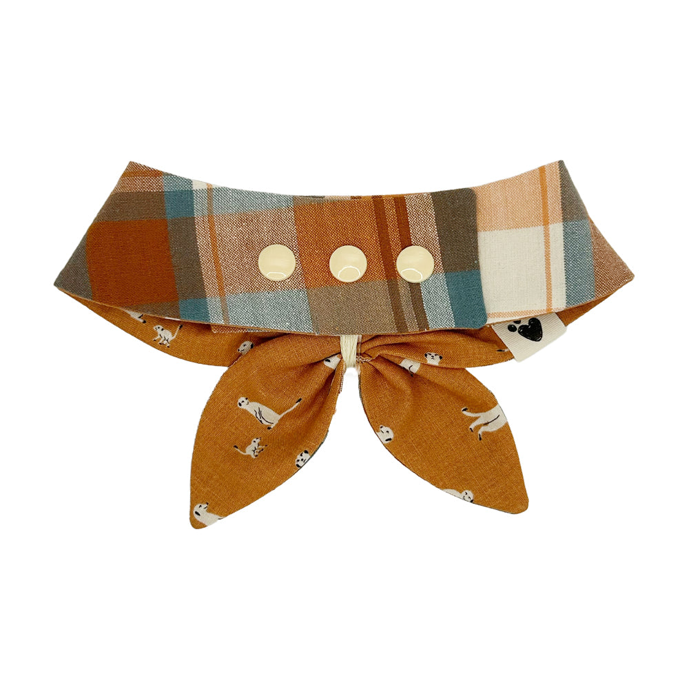 Meerkat Meeting/Watering Hole Plaid Reversible Dog Neckerchief
