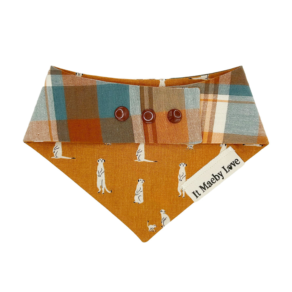 Meerkat Meeting/Watering Hole Plaid Reversible Dog Bandana