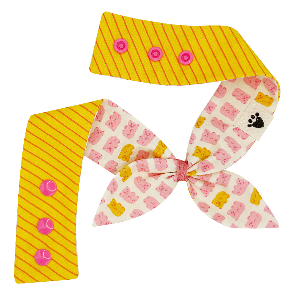 Yummy Gummy Pink & Yellow/Neon Stripes – Pink & Yellow Reversible Dog Neckerchief