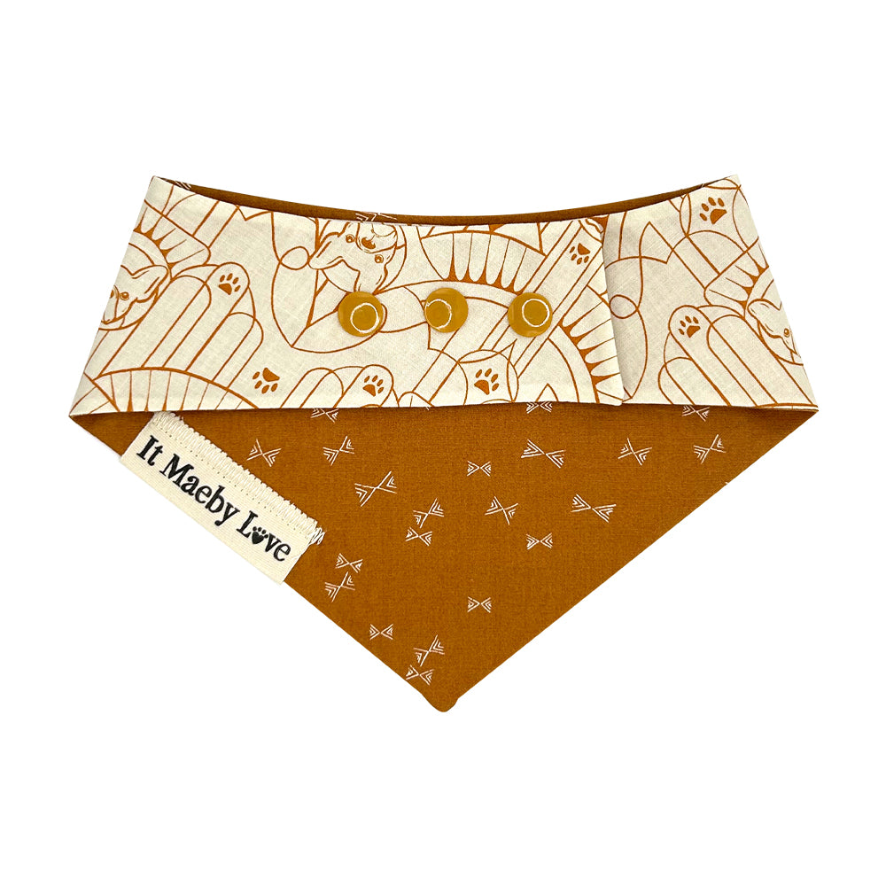 Art Deco Frenchy/Caramel Bows Reversible Dog Bandana