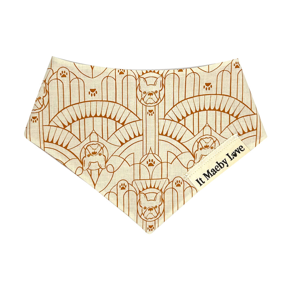 Art Deco Frenchy/Caramel Bows Reversible Dog Bandana