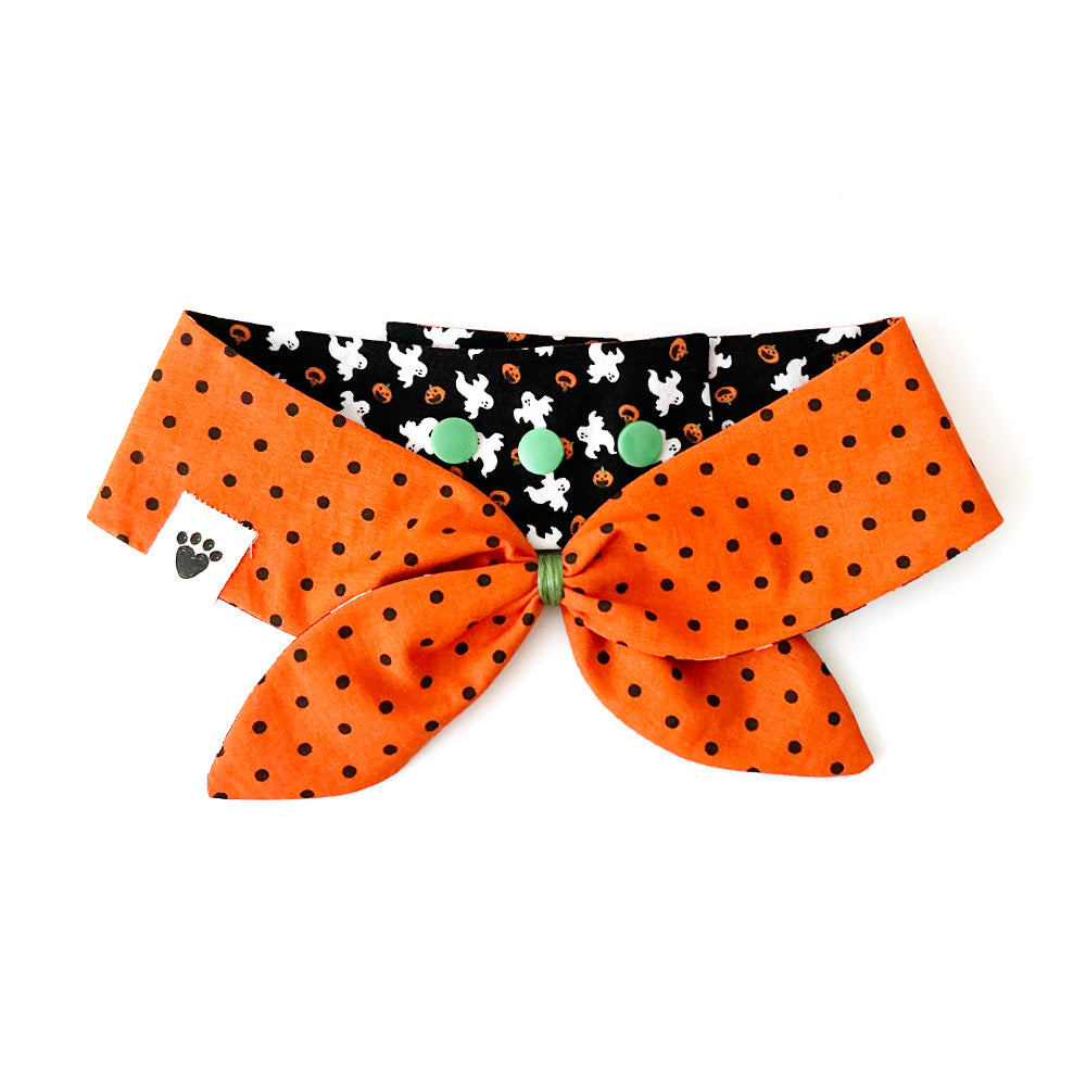 Baby Boos/Orange Polka Dots Reversible Dog Neckerchief