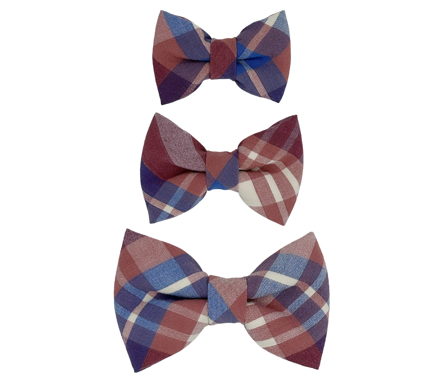 Blue, Burgundy & Cream Plaid Pet Bow Tie