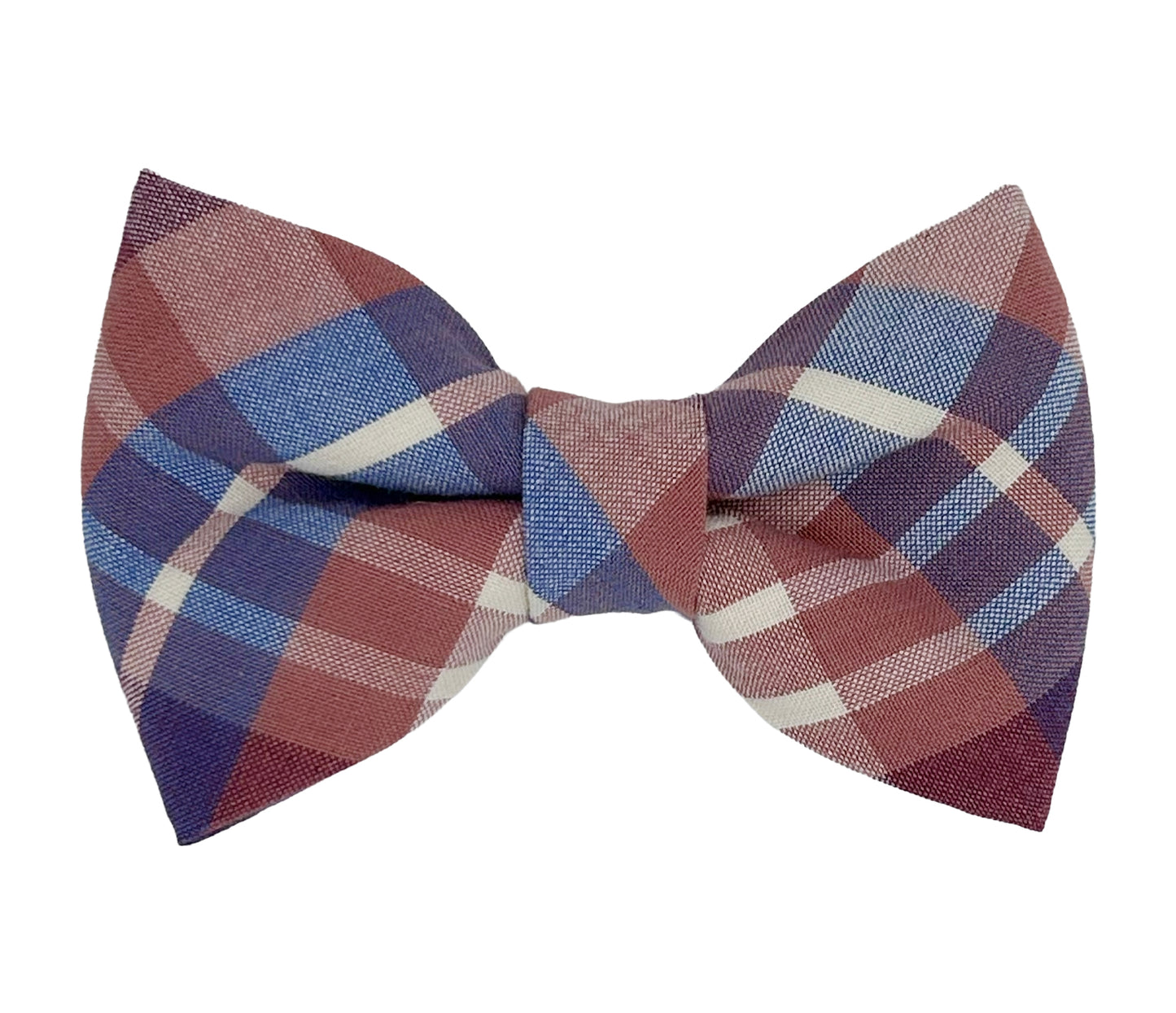 Blue, Burgundy & Cream Plaid Pet Bow Tie