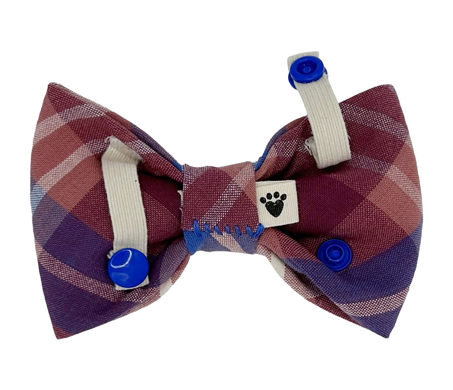 Blue, Burgundy & Cream Plaid Pet Bow Tie