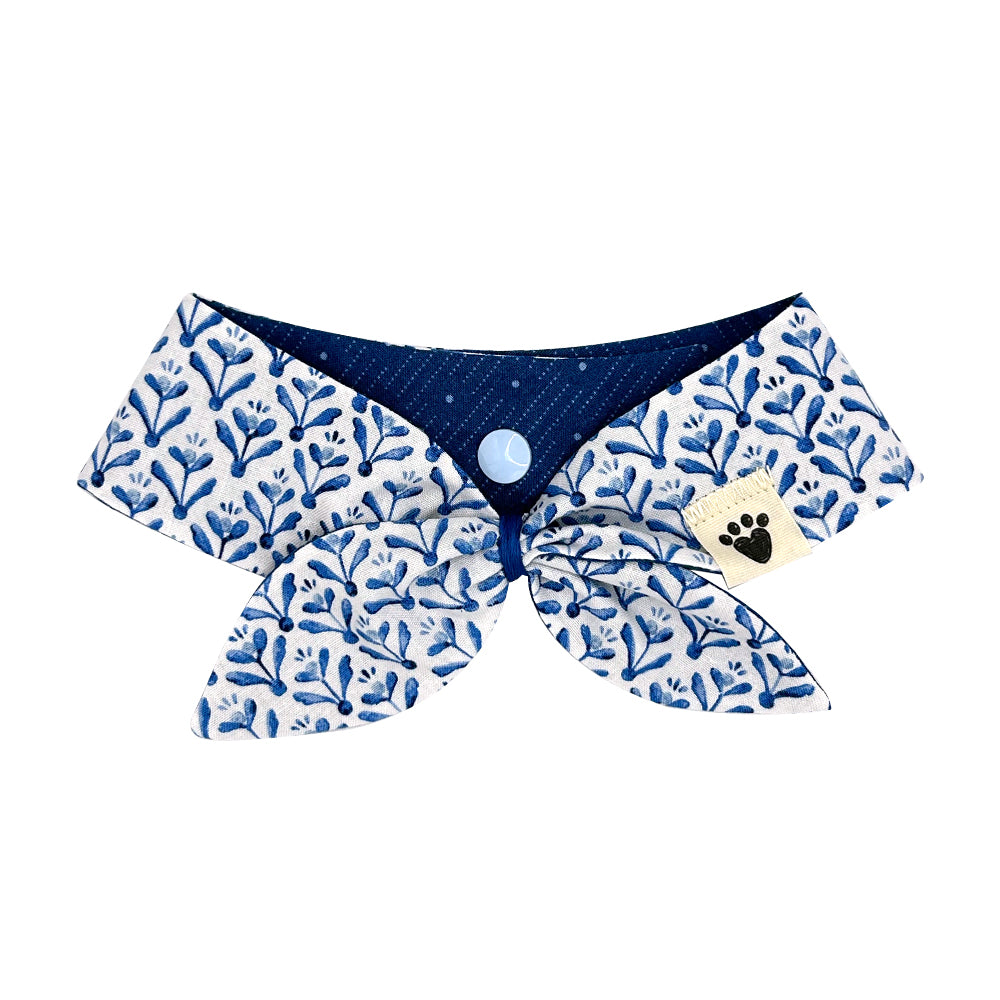 All Bark No Bite Blue/Bone-afide Blue Floral Reversible Dog Neckerchief