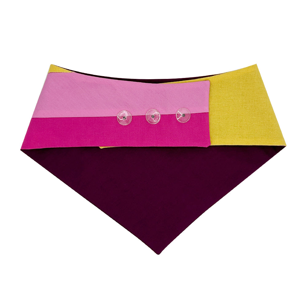 Color Block #1 – Summer Sunset Patchwork Pattern Reversible Dog Bandana