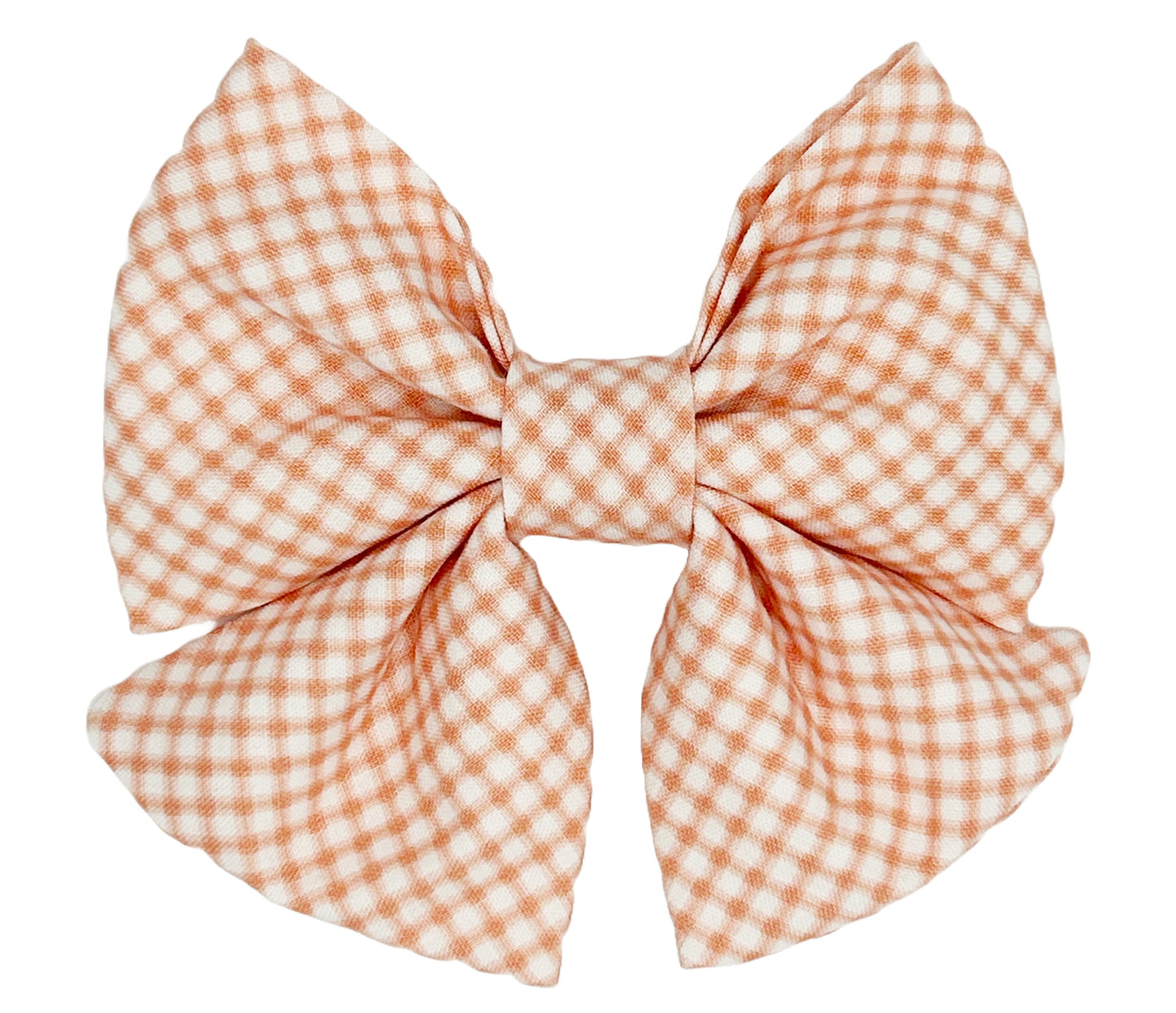 Coral Gingham Pet Sailor Bow Tie