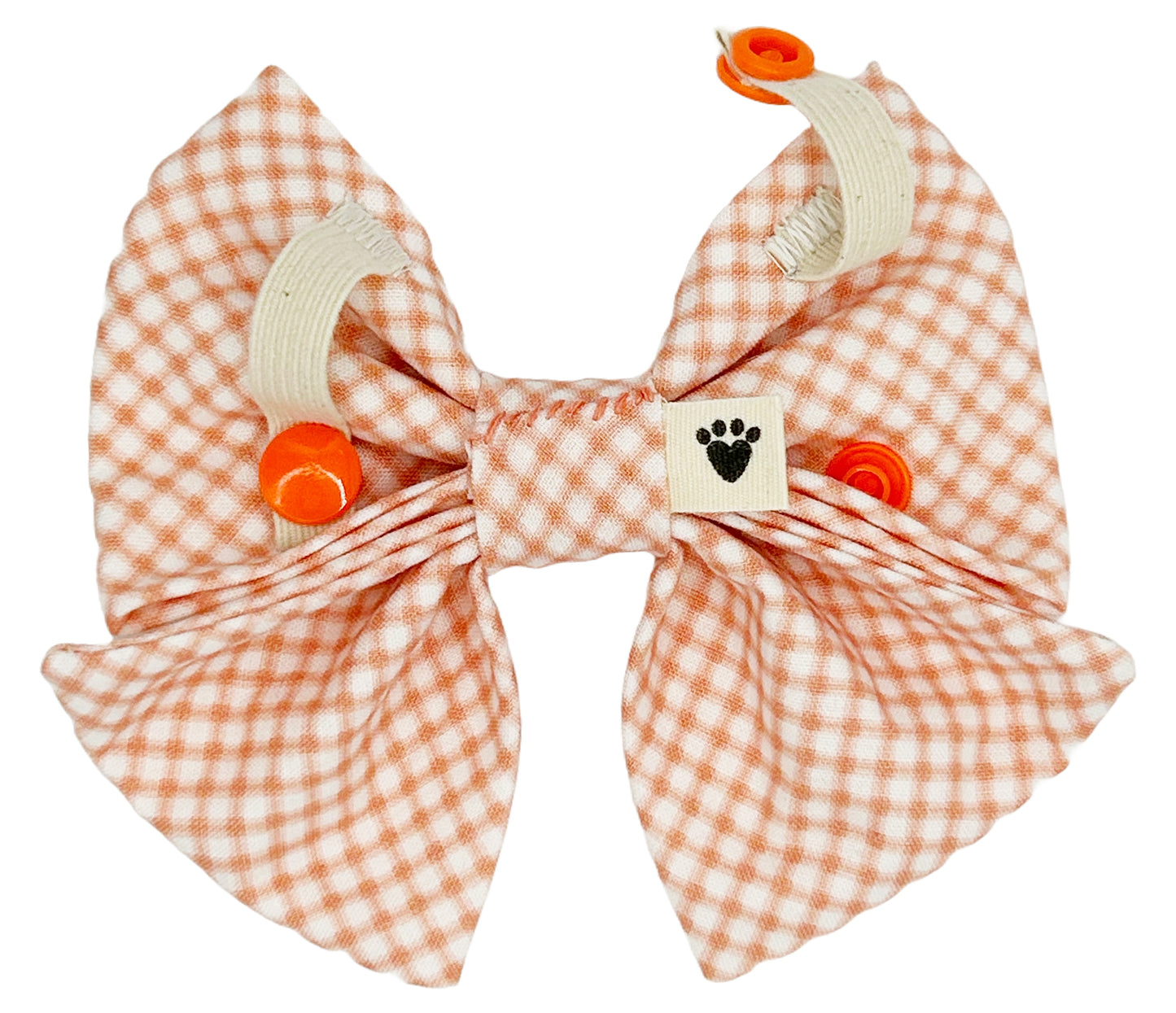 Coral Gingham Pet Sailor Bow Tie