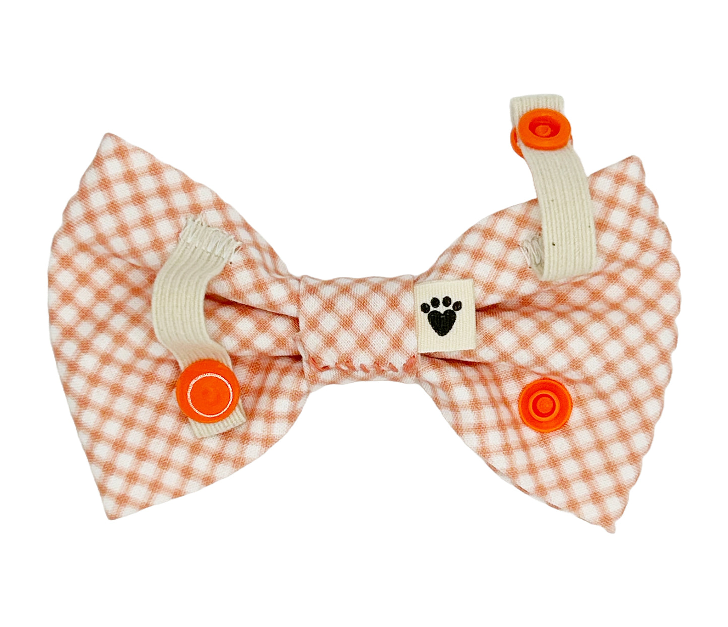 Coral Gingham Pet Bow Tie