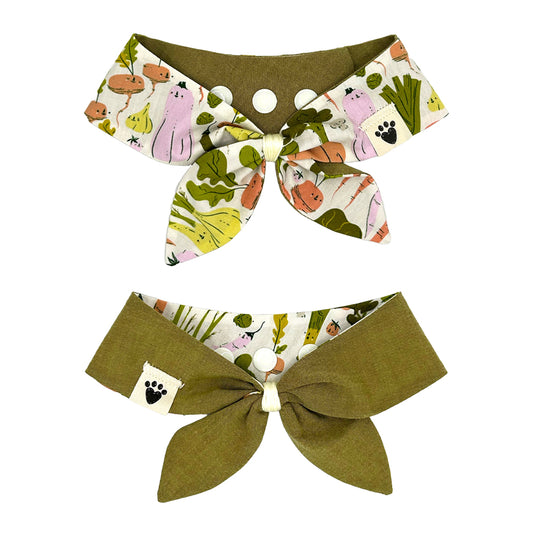 Eat Your Veggies/Moss Woven Reversible Dog Neckerchief