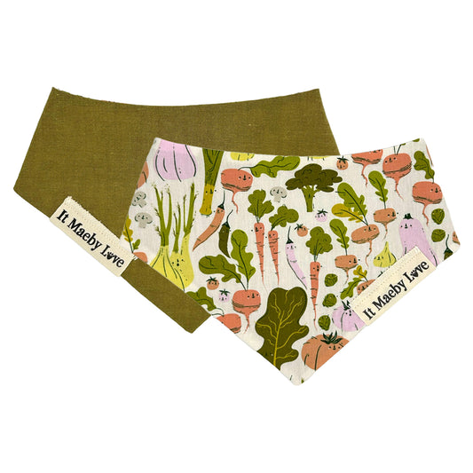 Eat Your Veggies/Moss Woven Reversible Dog Bandana