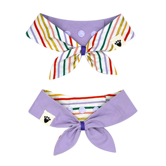 Fall Stripes/Lilac Reversible Dog Neckerchief